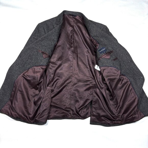 Banana Republic Wool Blend Tweed Herringbone Blazer Sport Coat w/Elbow Patch 44R - Picture 10 of 15